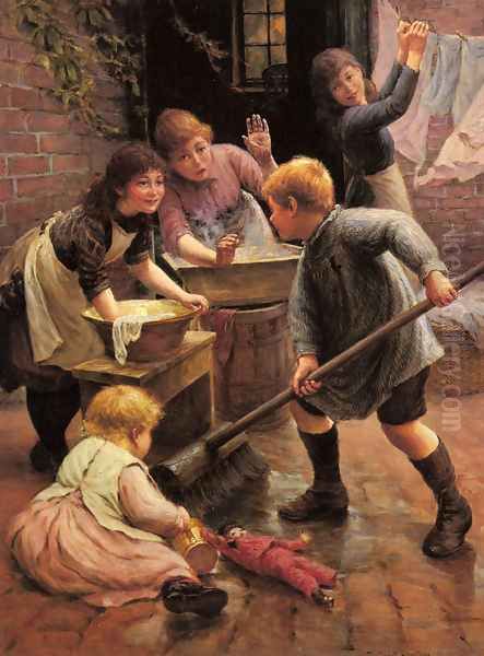 Washing Day Oil Painting by Thomas Liddall Armitage