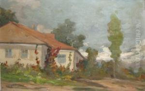 Peisajcu Casa Oil Painting by Nicolae Tincu