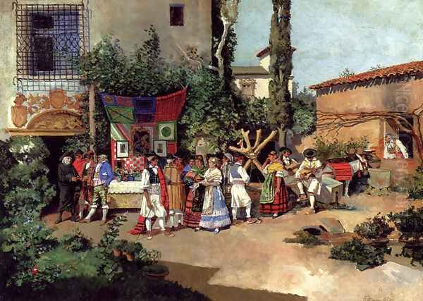 La Fiesta Oil Painting by Enrique Atalaya Gonzalez