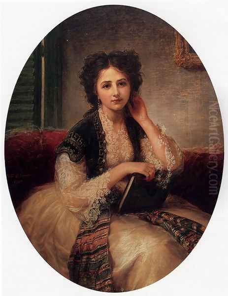 Mademoiselle Helene Cassaverti, three quarter length Oil Painting by Bernardo Amiconi