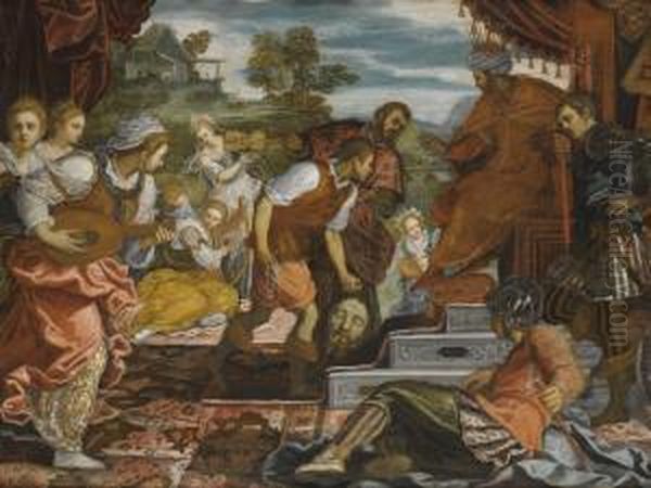 The Triumph Of David Oil Painting by Domenico Tintoretto