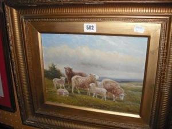 Sheep Grazing In A Landscape Oil Painting by William Vivian Tippet