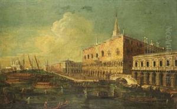 A Regatta On The Bacino Di San Marco The Doge's Palace, Venice Oil Painting by Francesco Tironi