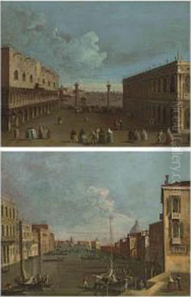 A View Of The Piazzetta, Venice With The Ducal Palace And Thelibrary Oil Painting by Francesco Tironi