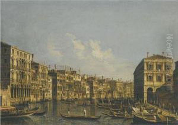 Venice, A View Of The Grand Canal Looking Towards Thepescheria Oil Painting by Francesco Tironi