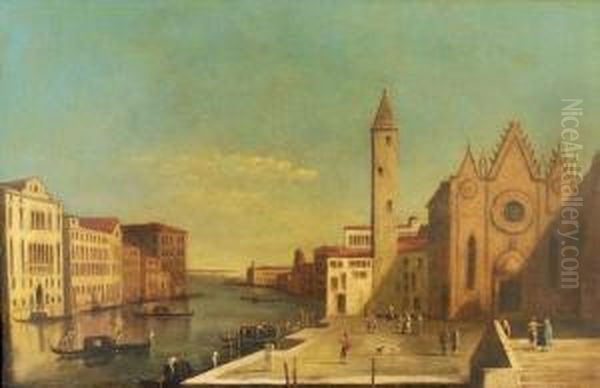 The Grand Canalfrom Santa Maria Della Carita Looking Towards The Bacino Di Sanmarco Oil Painting by Francesco Tironi