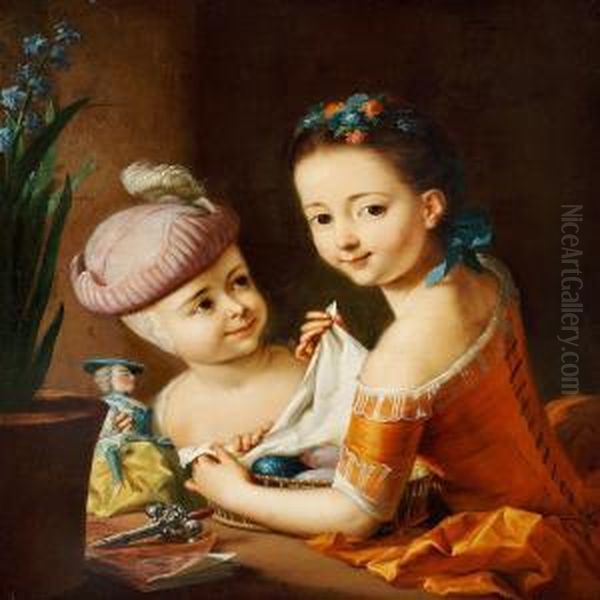 Portrait Of Two Little Girls Oil Painting by Anton Wilhelm Tischbein