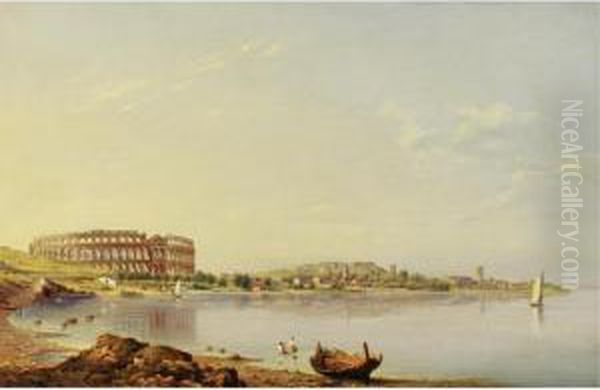 View Of Pula With The Roman Arena, Istria Oil Painting by August Anton Tischbein