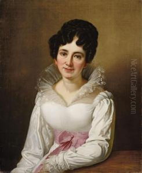 Portrait Einer Dame Inweissem Kleid Oil Painting by Carl Wilhelm Tischbein