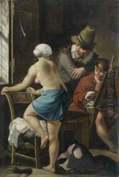 Le Peintre Et Son Eleve Oil Painting by Johann Anton Tischbein