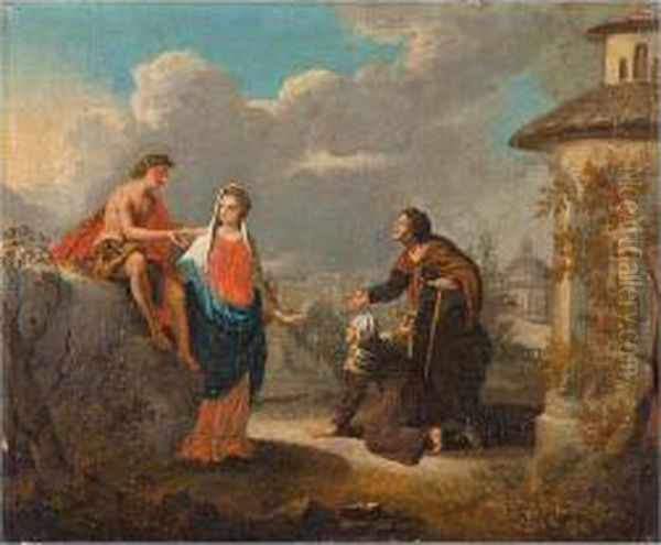 Apollon Als Heilgott Mit Einer Sybille Oil Painting by Johann Anton Tischbein