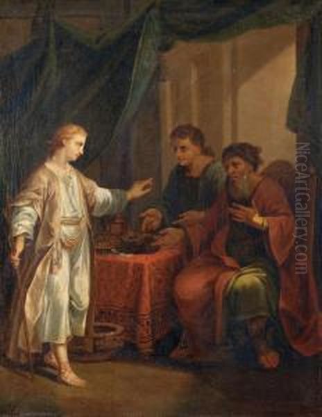 Der Jugendliche Christus Die Wechsler Aus Dem Tempel Vertreibend Oil Painting by Johann Anton Tischbein