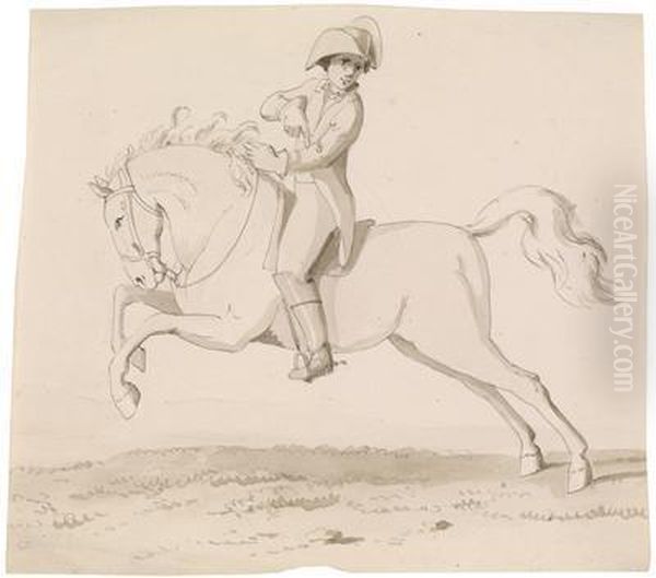 Reiter Auf Einem Springenden Pferd Oil Painting by Johann Heinrich Wilhelm Tischbein I