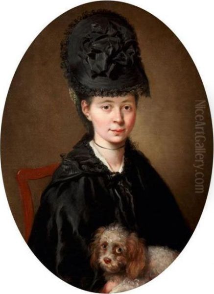 Portrait De Femme Tenant Un Chien Oil Painting by Johann Heinrich Wilhelm Tischbein I