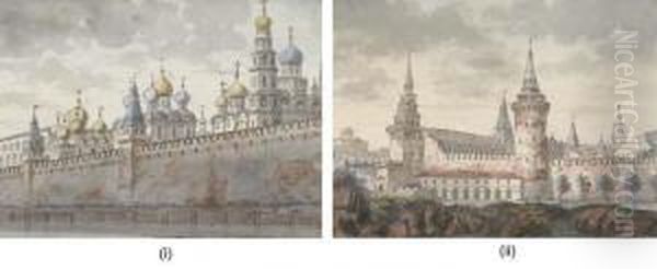 Two Views Of The Kremlin Oil Painting by Ludwig Philipp Tischbein