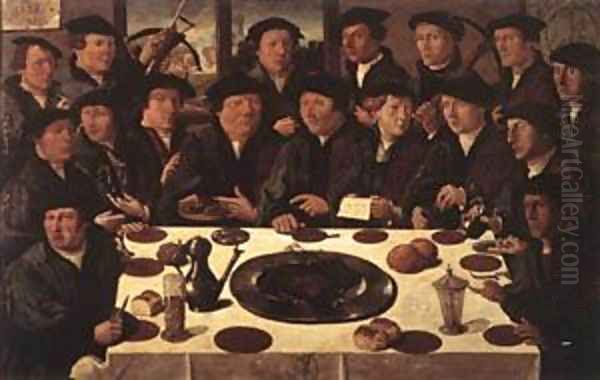 Banquet Of Members Of Amsterdams Crossbow Civic Guard 1533 Oil Painting by Cornelis Anthonisz.