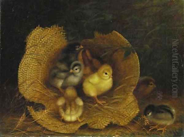 Chicks in a Straw Hat Oil Painting by Ben Austrian