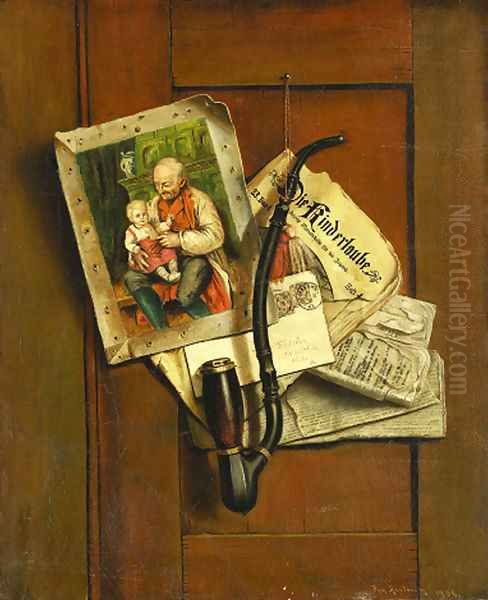 Pipe and Newspapers Oil Painting by Ben Austrian