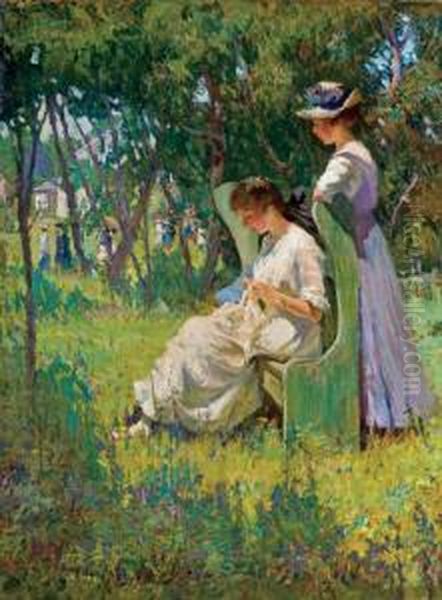 Two Girls, Old Lyme Oil Painting by Mary Bradish Titcomb