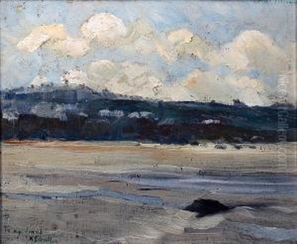 Coastal Scene, Porthmeor St Ives Oil Painting by William Holt Yates Titcomb