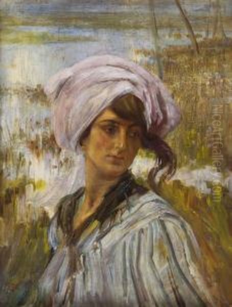 Fanciulla Con Panno Bianco by Ettore Tito