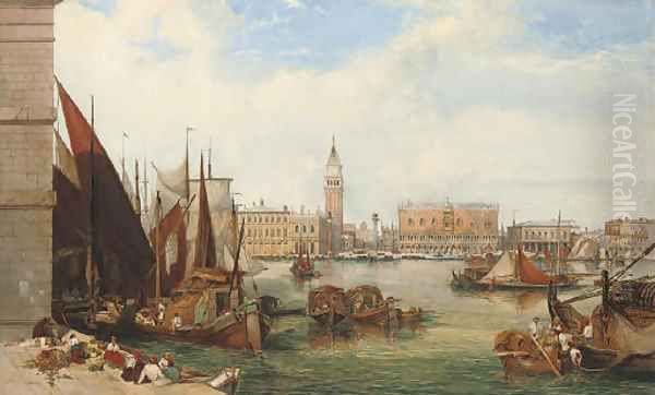 Bustling activity on the waterfront, Venice Oil Painting by Thomas Brabazon Aylmer