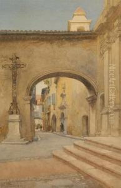 La Rue Du Saint Esprit A Antibes Oil Painting by Louis Titz