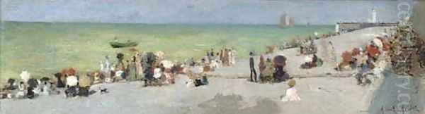 Scene de plage Oil Painting by Albert Aublet