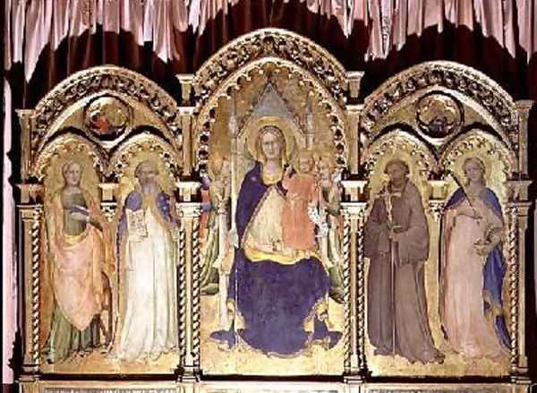 Madonna and Child Enthroned with SS Lucy John Gualberto Oil Painting by Fra Angelico (Guido di Pietro)