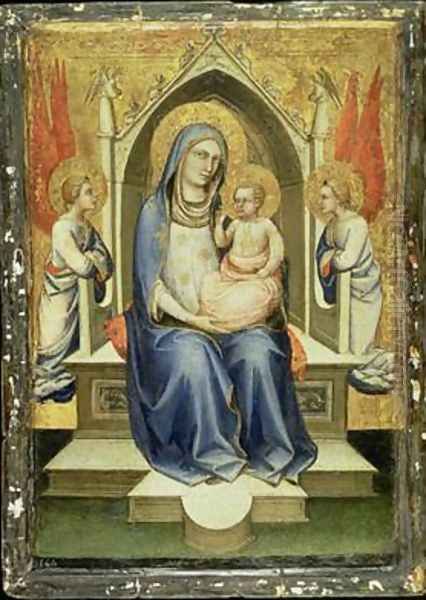 Madonna Enthroned between Two Adoring Angels Oil Painting by Fra Angelico (Guido di Pietro)