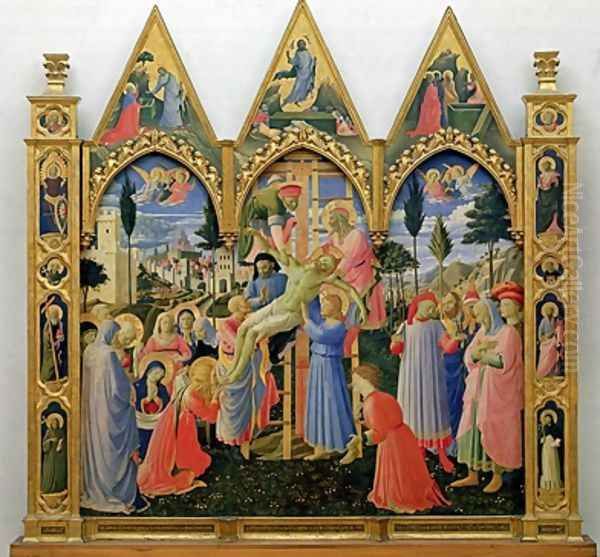 Santa Trinita Altarpiece frame and pinnacles by Lorenzo Monaco Oil Painting by Fra Angelico (Guido di Pietro)