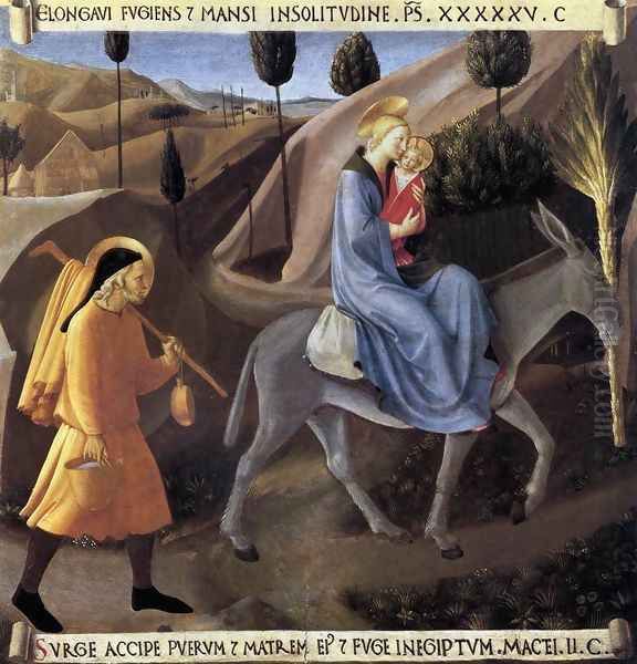 Flight into Egypt Oil Painting by Fra Angelico (Guido di Pietro)