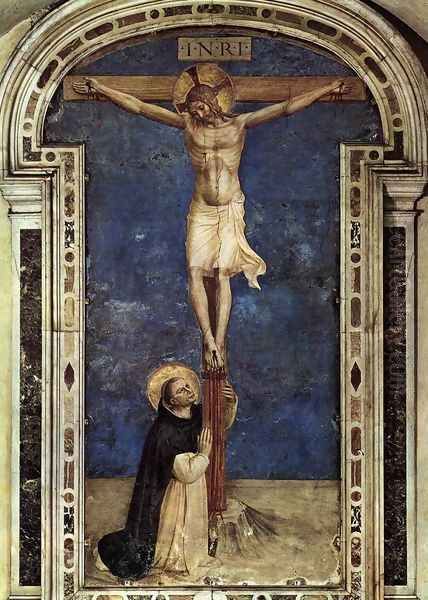 Saint Dominic Adoring the Crucifixion Oil Painting by Fra Angelico (Guido di Pietro)