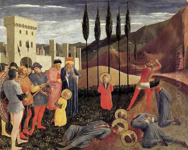 Beheading of Saint Cosmas and Saint Damian Oil Painting by Fra Angelico (Guido di Pietro)