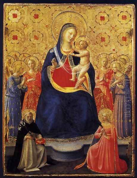 Virgin and Child with Sts Dominic and Catherine of Alexandria Oil Painting by Fra Angelico (Guido di Pietro)