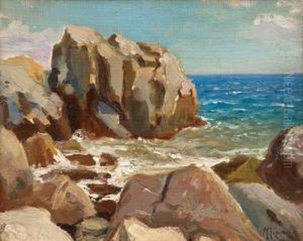 Cliffs By The Sea Oil Painting by Michail Stepanovich Tkatchenko