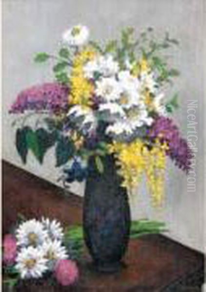 Vase De Fleurs Oil Painting by Felix Elie Tobeen