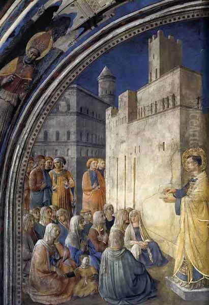 The Sermon of St Stephen Oil Painting by Fra Angelico (Guido di Pietro)