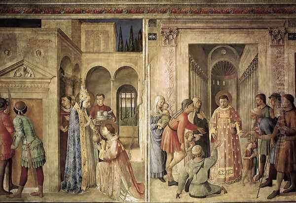 Scenes on the north wall Oil Painting by Fra Angelico (Guido di Pietro)