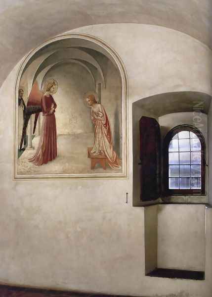 View of a cell Oil Painting by Fra Angelico (Guido di Pietro)