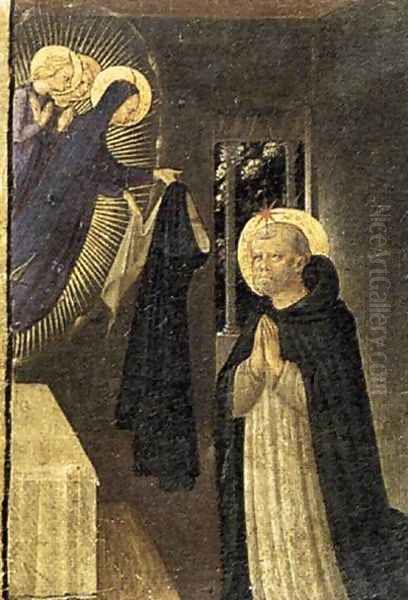 The Virgin Consigns the Habit to St Dominic Oil Painting by Fra Angelico (Guido di Pietro)