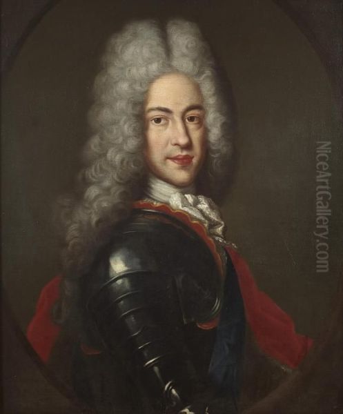 Half Length Portrait Of Charles Edward Stuart The Young Pretender In Armour Oil Painting by Louis Tocque