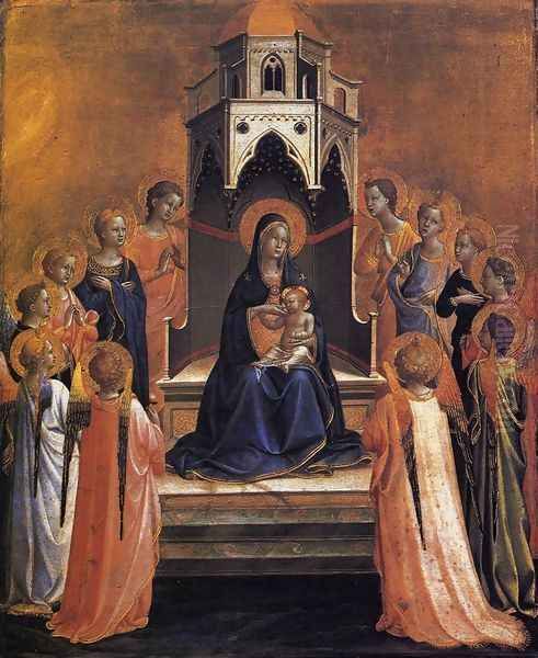 Virgin and Child Enthroned with Twelve Angels Oil Painting by Fra Angelico (Guido di Pietro)