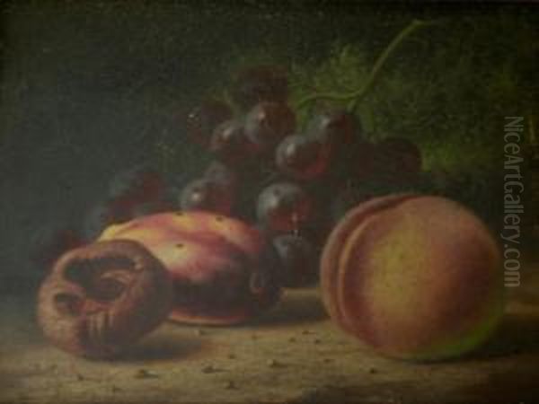 A Peach And Grapes With Other Fruits Oil Painting by Henry George Todd