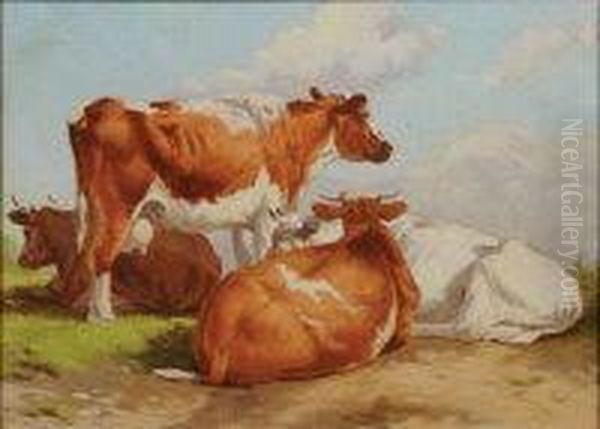 Cattle In A Field Oil Painting by Ralph Todd