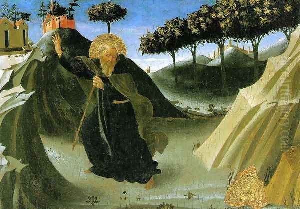 Saint Anthony the Abbot Tempted by a Lump of Gold Oil Painting by Fra Angelico (Guido di Pietro)