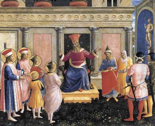 Saint Cosmas and Saint Damian before Lisius Oil Painting by Fra Angelico (Guido di Pietro)