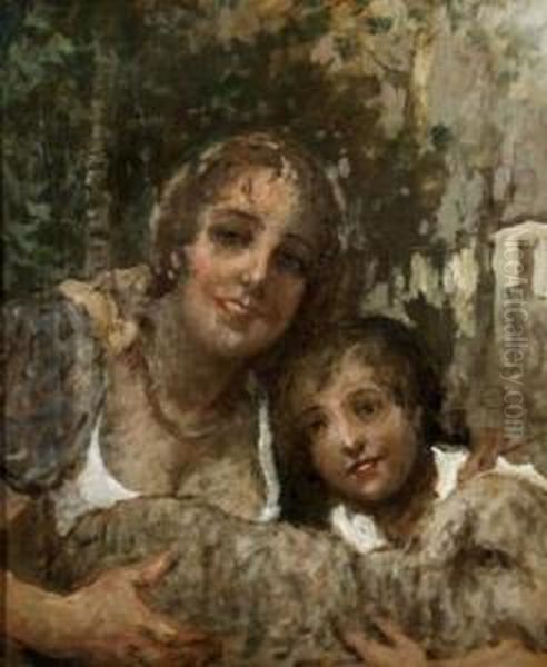 Mamma E Figlio Oil Painting by Giovanni Battista Todeschini