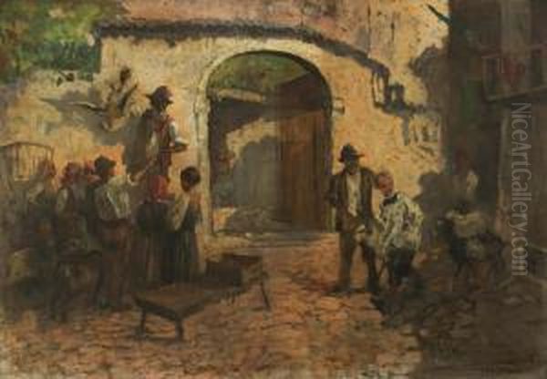 Il Venditore Di Polli Oil Painting by Piero Todeschini