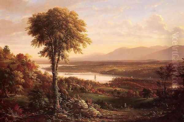 View of the Catskills from the South side of Mount Merino Oil Painting by Henry Ary